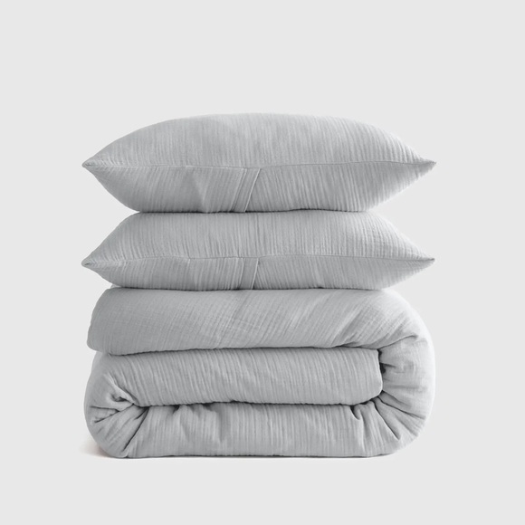 NWT QUINCE Organic Airy Gauze Duvet Cover Set Mist King/Cal King - Picture 1 of 6